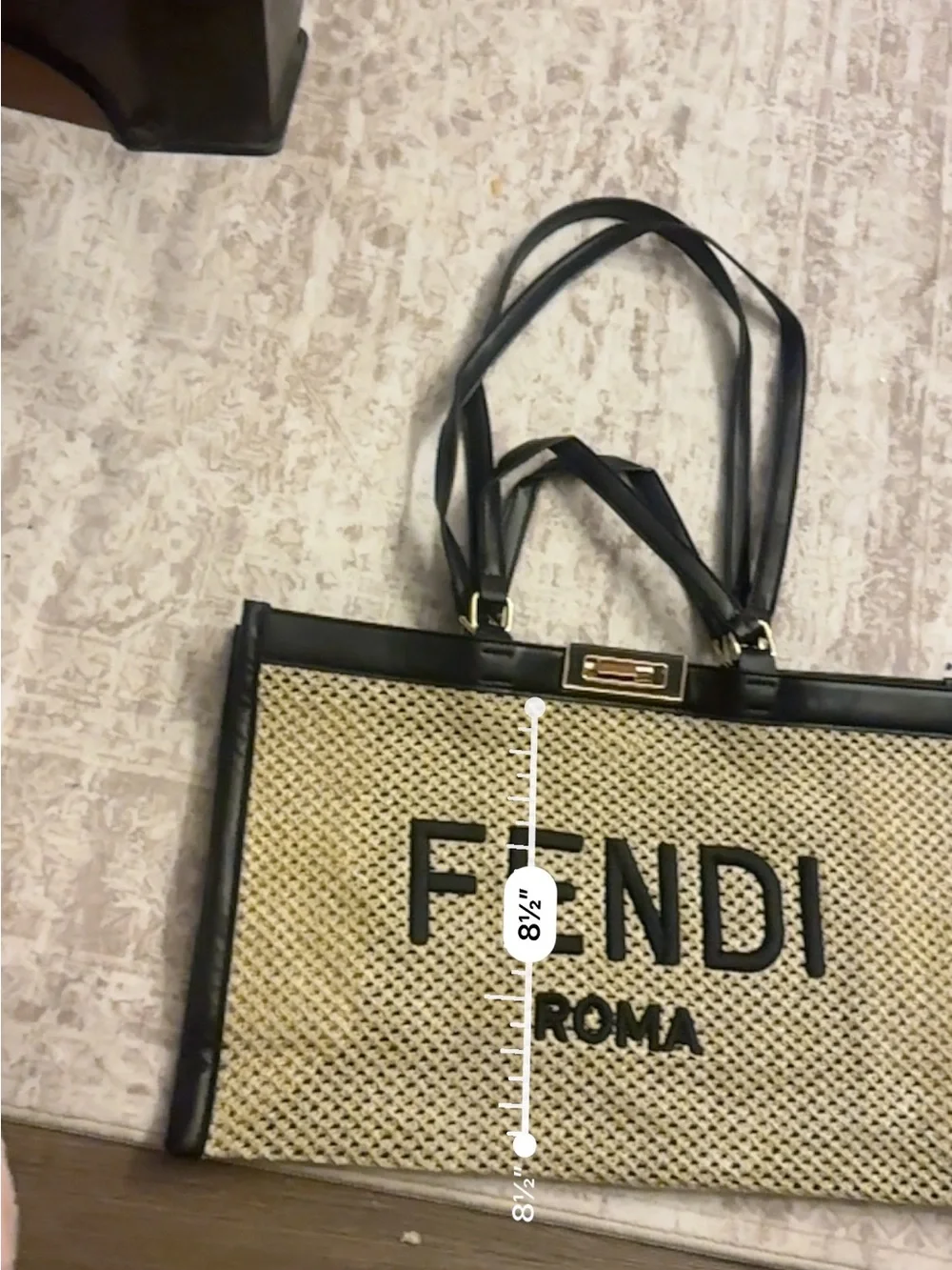 Unlisted Beige Straw Tote with Black Trim